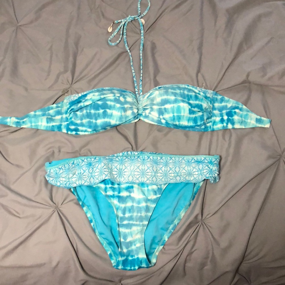 Blue Tie die halter bikini